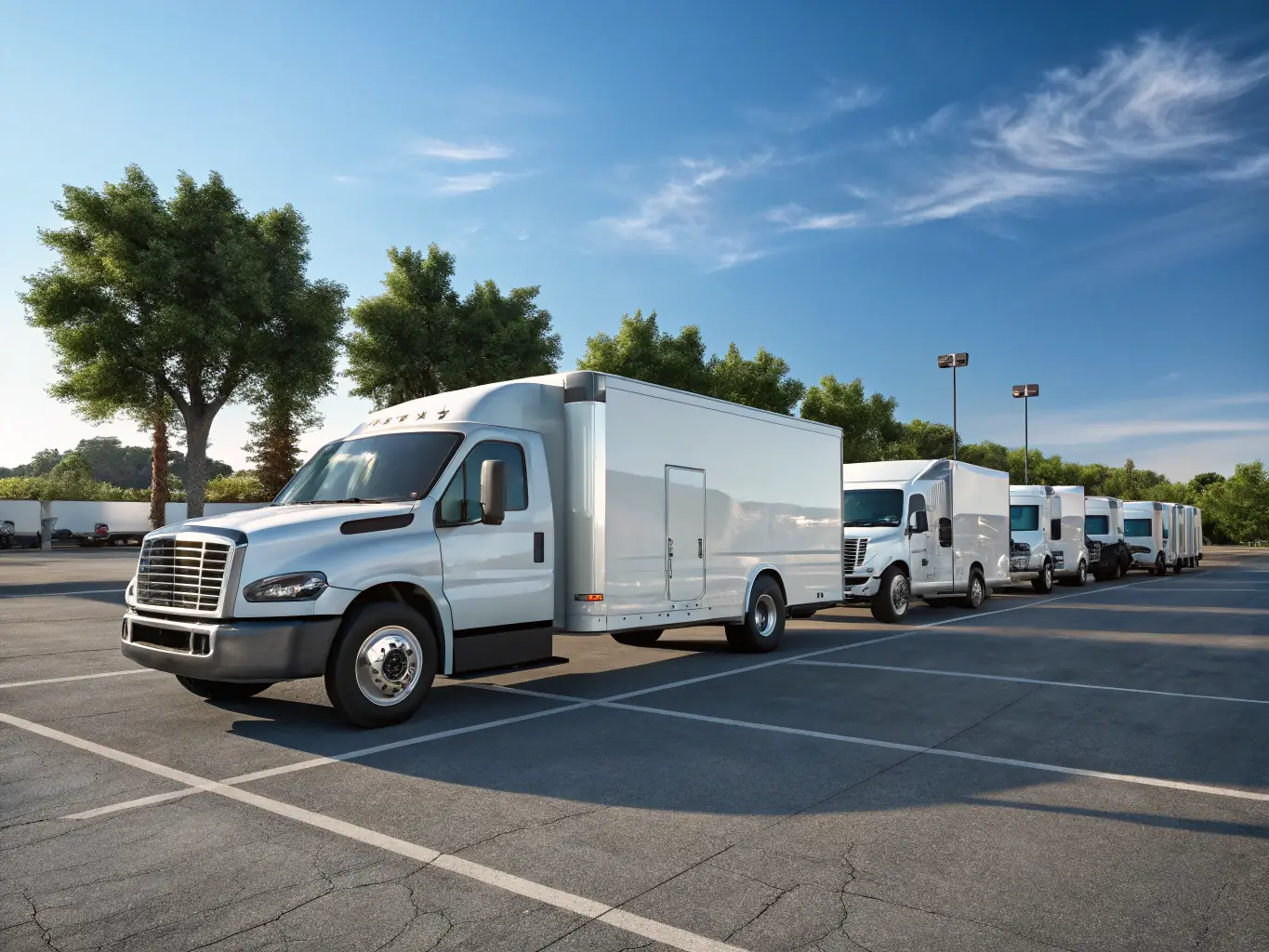 A fleet of commercial vehicles managed through a Soltrice-integrated platform, emphasizing efficient risk management and operational oversight.
