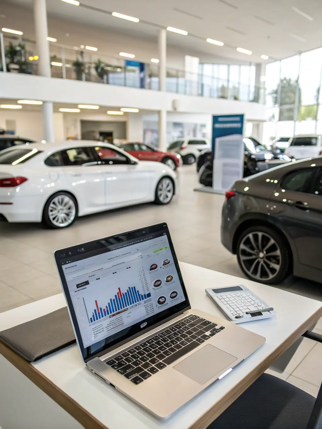 A modern car rental office with a customer receiving keys, showcasing Soltrice's application in preventing fraud in car rentals.