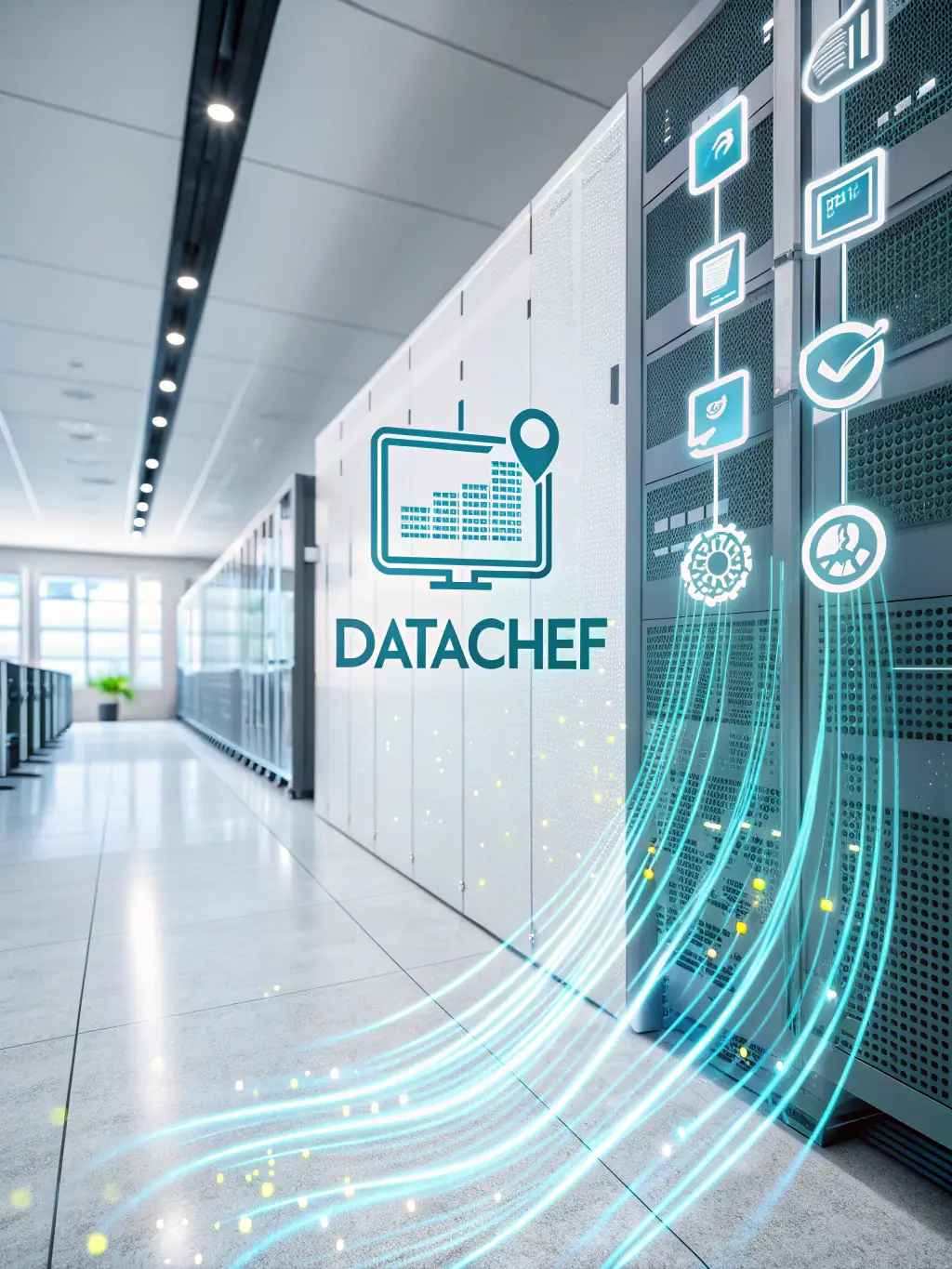 A stylized icon representing data ingestion, showing various data streams converging into a central processing unit, symbolizing the collection of rental data.