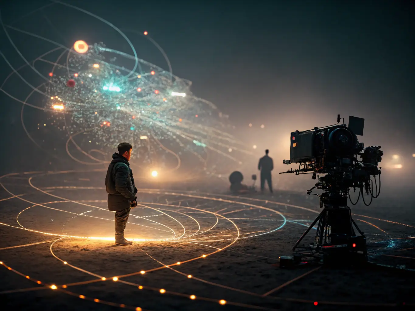 A dynamic visual representing complex algorithms and data models, highlighting Soltrice's advanced AI capabilities and proprietary technology.